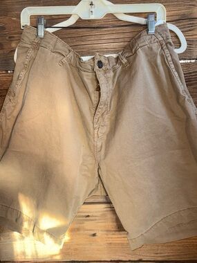 Lucky Brand Tan Cotton Shorts with Clover-Print Pocket Lining